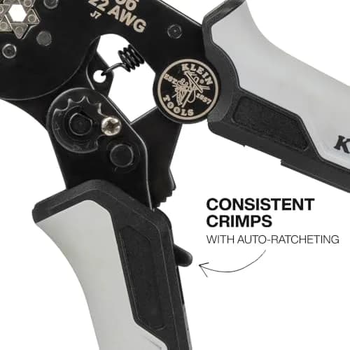 Klein Tools Ferrule Crimping Tool Hex Crimper for 10-22 AWG Wire Terminals | Adjustable Ratchet thumbnail 5