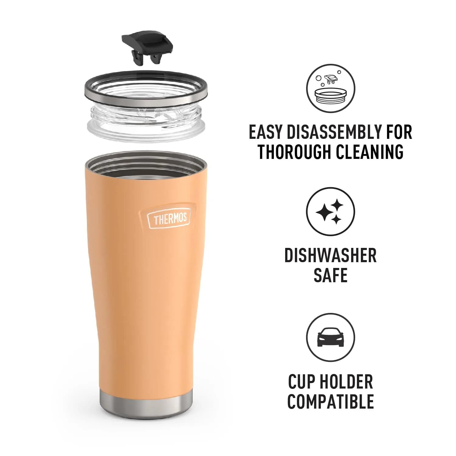 THERMOS Icon Series 24oz Stainless Steel Tumbler with Slide Lock Lid | 680ml (24 fl oz) Cold Retention Up to 22 Hrs - view 3