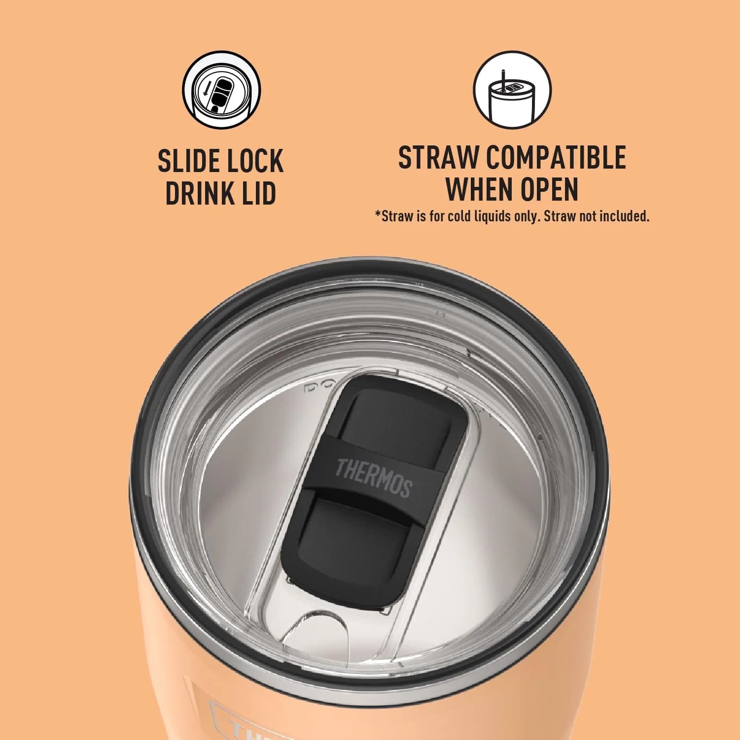 THERMOS Icon Series 24oz Stainless Steel Tumbler with Slide Lock Lid | 680ml (24 fl oz) Cold Retention Up to 22 Hrs - view 4
