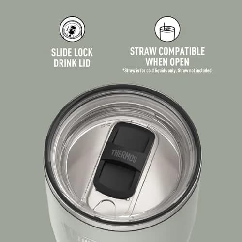 THERMOS Icon Series 24oz Stainless Steel Tumbler with Slide Lock Lid | 710ml (24 fl oz) Vacuum Insulated Tumbler thumbnail 4
