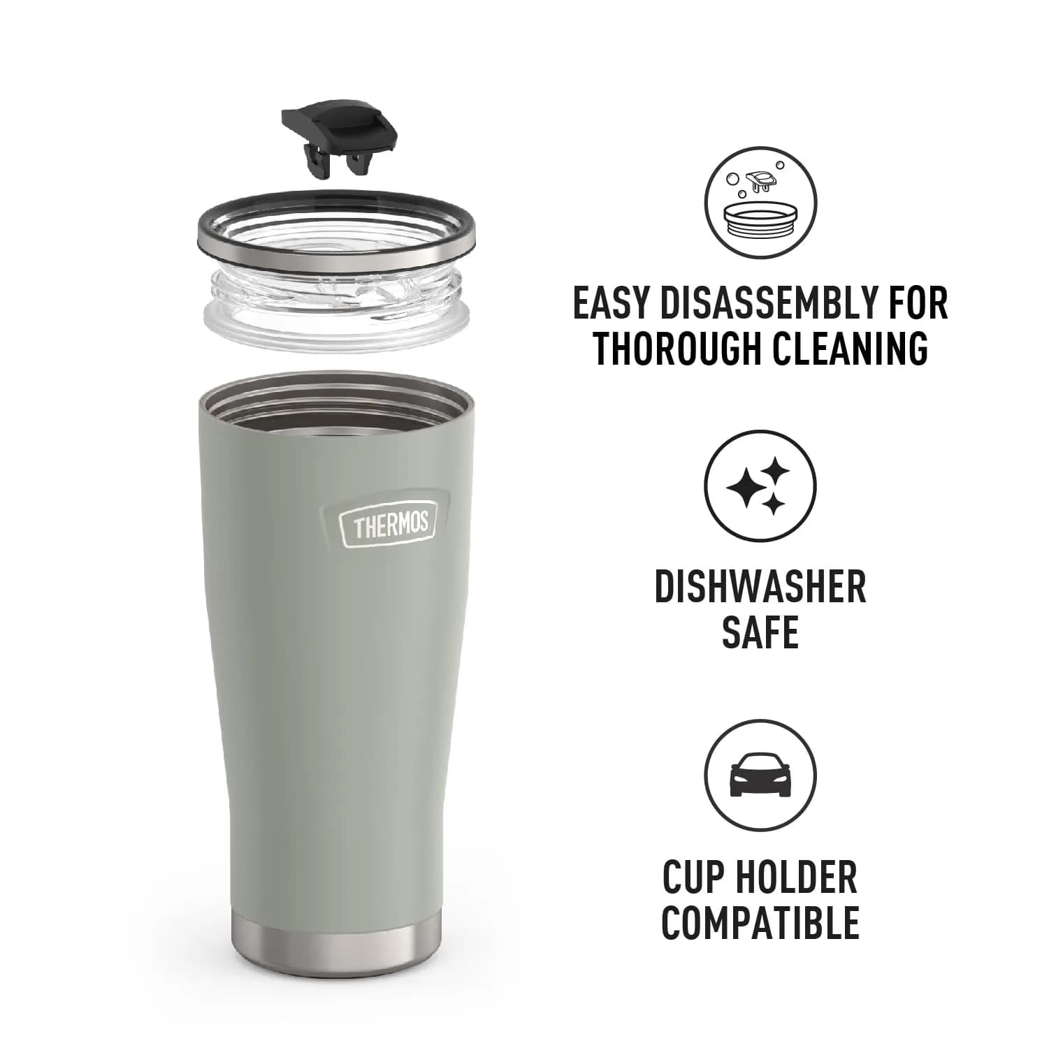THERMOS Icon Series 24oz Stainless Steel Tumbler with Slide Lock Lid | 710ml (24 fl oz) Vacuum Insulated Tumbler - view 3