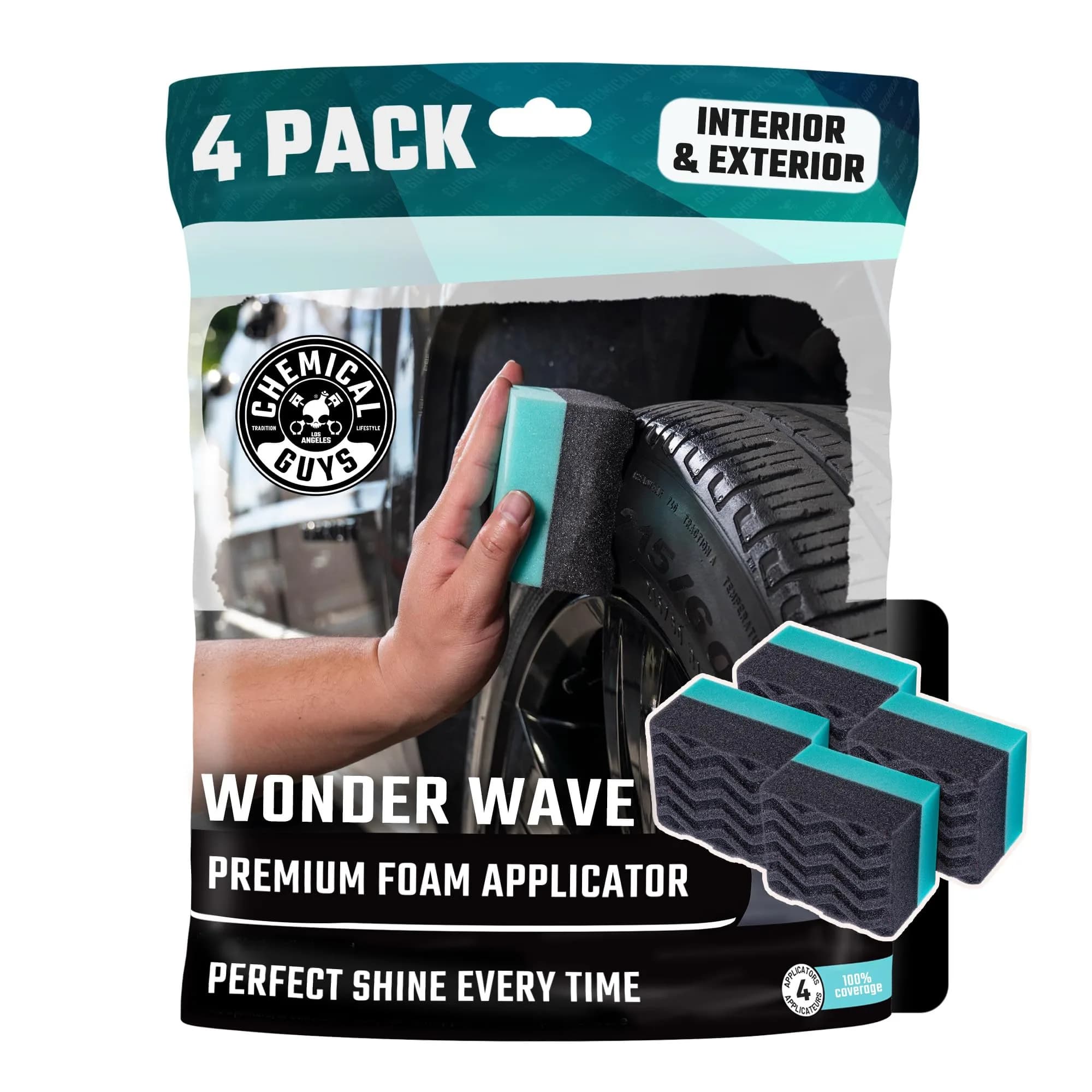 Chemical Guys Wonder Wave Durafoam Large Tire Shine Applicator 4 Pack | Even Coverage & Mess-Free