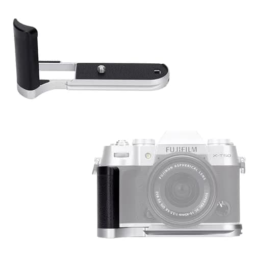 JJC Metal Hand Grip L-Shape Handle for Fujifilm X-T50 Camera, Silver | Arca Swiss Quick Release Base & 1/4''-20 Tripod Hole thumbnail 1