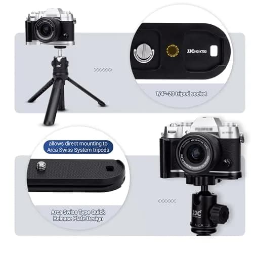 JJC Metal Hand Grip L-Shape Handle for Fujifilm X-T50 Camera, Silver | Arca Swiss Quick Release Base & 1/4''-20 Tripod Hole thumbnail 5