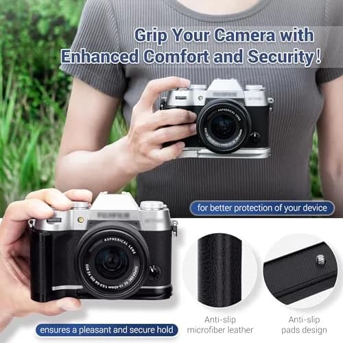 JJC Metal Hand Grip L-Shape Handle for Fujifilm X-T50 Camera, Black | Arca Swiss Quick Release Base & 1/4''-20 Tripod Hole thumbnail 2