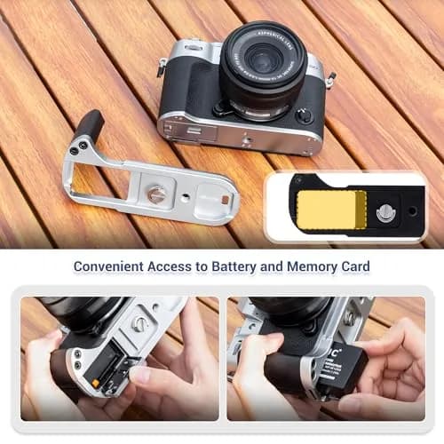 JJC Metal Hand Grip L-Shape Handle for Fujifilm X-T50 Camera, Black | Arca Swiss Quick Release Base & 1/4''-20 Tripod Hole thumbnail 3