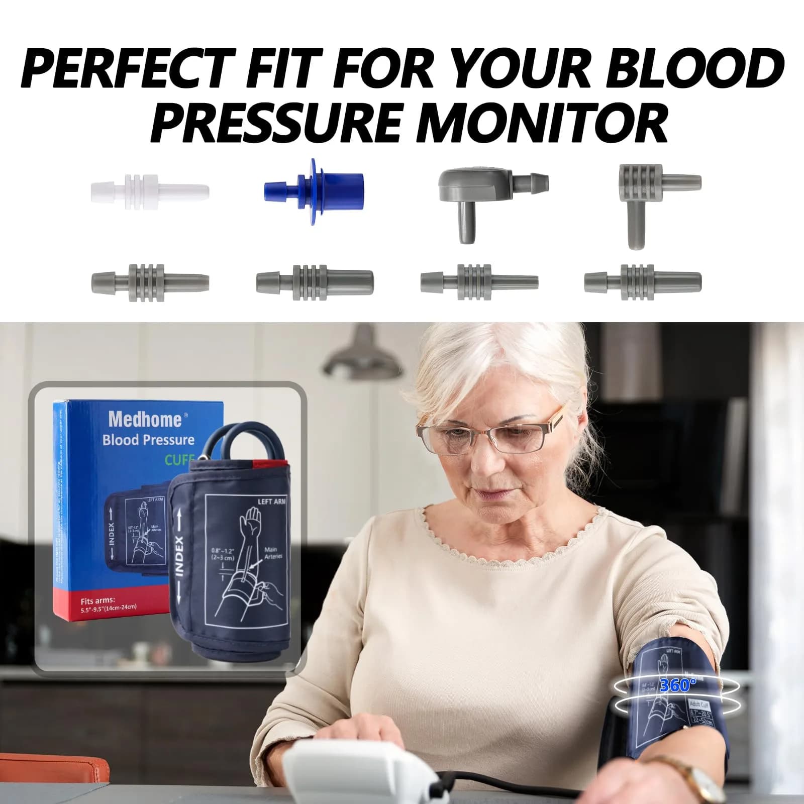 Medhome Small Blood Pressure Cuff 14-24cm (5.5"-9.5") | Accurate & Compatible Replacement BP Cuff for Small Arms - view 5