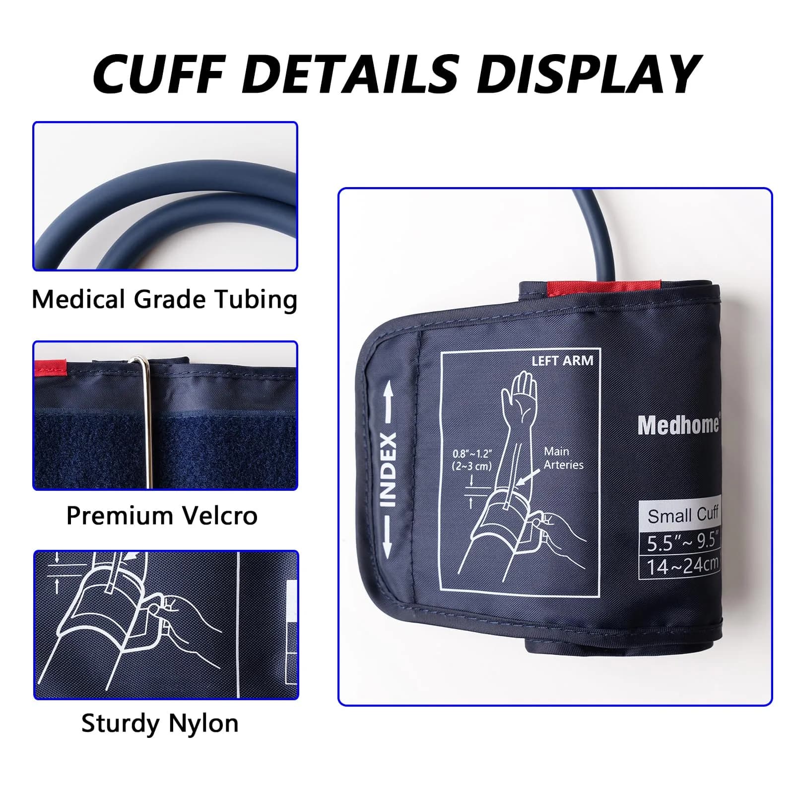 Medhome Small Blood Pressure Cuff 14-24cm (5.5"-9.5") | Accurate & Compatible Replacement BP Cuff for Small Arms - view 2