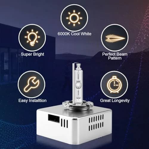 Erato D5S Xenon Headlight Bulbs 6500K Cool White (156 g / 0.35 lb) | Plug-and-Play HID Replacement for GMC Sierra & Terrain thumbnail 6