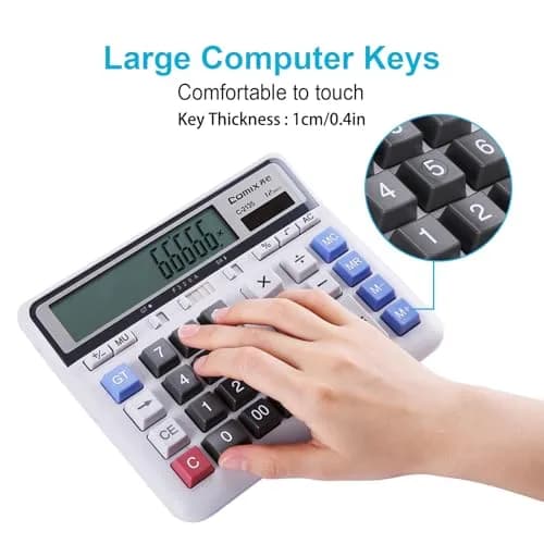 Comix Desktop Calculator 12 Digits White | Large LCD, Office & Home Use thumbnail 4
