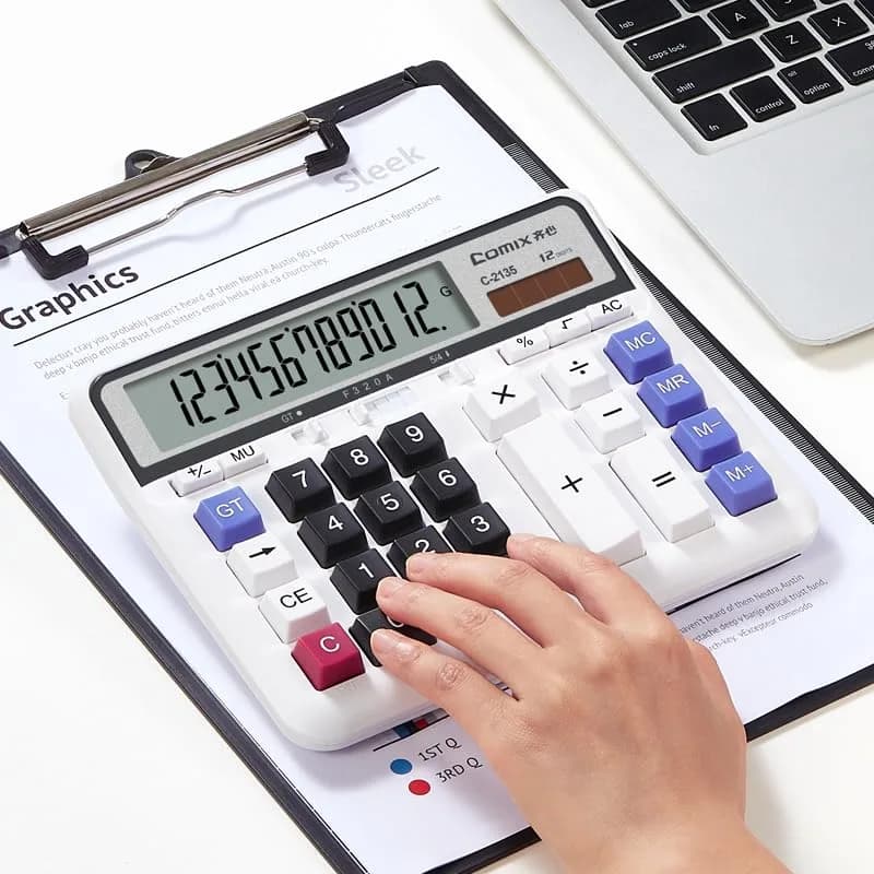 Comix Desktop Calculator 12 Digits White | Large LCD, Office & Home Use thumbnail 9