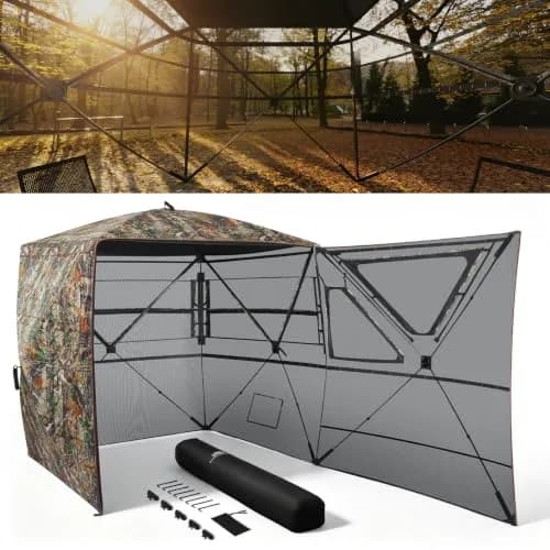 Rhino Valley Hunting Blind 360° See Through, 2-3 Person Pop Up Hunting Tent | Concealed Shelter with Silent Windows thumbnail 1