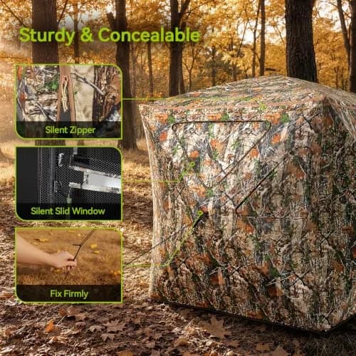 Rhino Valley Hunting Blind 360° See Through, 2-3 Person Pop Up Hunting Tent | Concealed Shelter with Silent Windows thumbnail 4