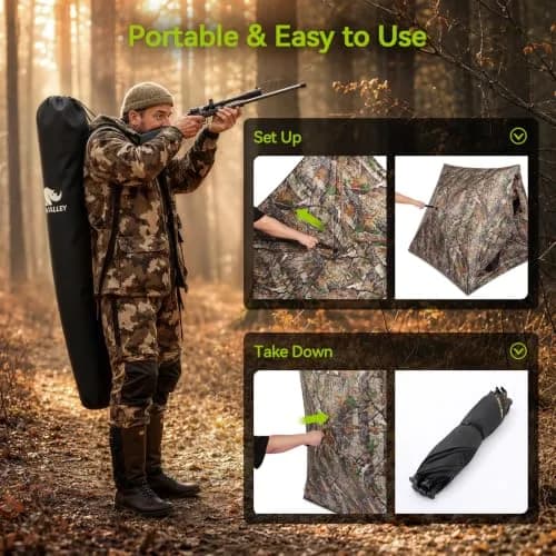 Rhino Valley Hunting Blind 360° See Through, 2-3 Person Pop Up Hunting Tent | Concealed Shelter with Silent Windows thumbnail 6