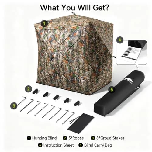 Rhino Valley Hunting Blind 360° See Through, 2-3 Person Pop Up Hunting Tent | Concealed Shelter with Silent Windows thumbnail 7