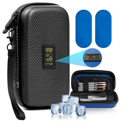 MOSKESON Insulin Cooler Travel Case with Temperature Display | Portable Refrigerated Medicine Storage Bag for Diabetics (Black) thumbnail 1
