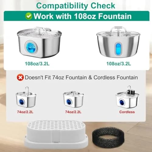 Pure Realm Cat Fountain Filters 6 Pack | Activated Carbon & Manganese Sand Odor Control thumbnail 2