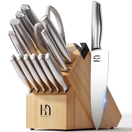 KnifeSaga 14 Pcs Knife Set with Block, Premium, Razor Sharp, Japanese Steel | 14-Piece Kitchen Knife Collection thumbnail 1