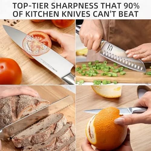 KnifeSaga 14 Pcs Knife Set with Block, Premium, Razor Sharp, Japanese Steel | 14-Piece Kitchen Knife Collection thumbnail 4