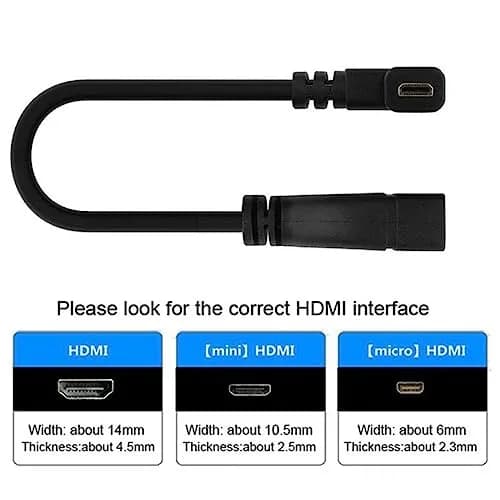 chenyang Micro HDMI Male to HDMI Female 4K60hz HDTV 90 Degree UP Angled Cable Adapter for Displays Monitor Camera 10cm | True HD Connection thumbnail 4