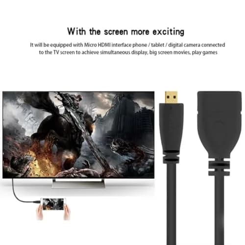 chenyang Micro HDMI Male to HDMI Female 4K60hz HDTV 90 Degree UP Angled Cable Adapter for Displays Monitor Camera 10cm | True HD Connection thumbnail 2