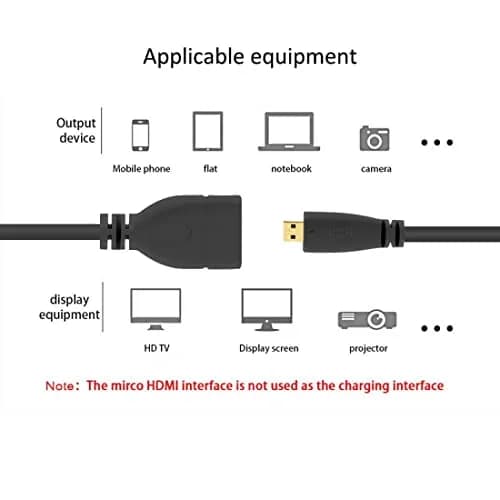 chenyang Micro HDMI Male to HDMI Female 4K60hz HDTV 90 Degree UP Angled Cable Adapter for Displays Monitor Camera 10cm | True HD Connection thumbnail 3