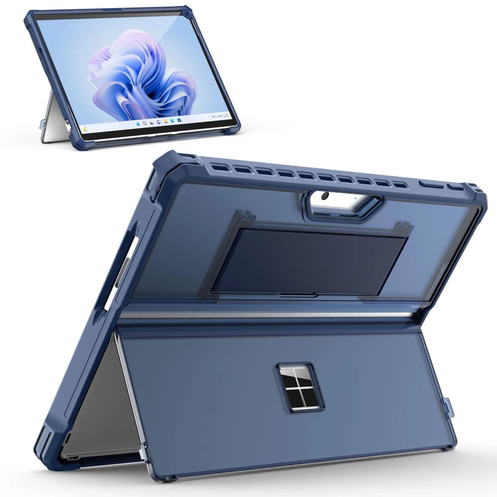 MoKo Blue Hybrid Protective Case for 13" Microsoft Surface Pro 12th 2026, Surface Pro 11/10/9 | Shockproof Kickstand Hand Strap — Blue