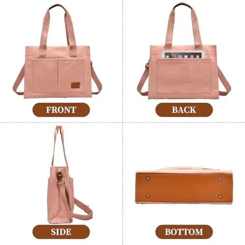 Barsine Canvas Laptop Tote Bag for Women | Fits 15.6" Laptop, Travel & Work Ready, Lightweight & Durable thumbnail 3