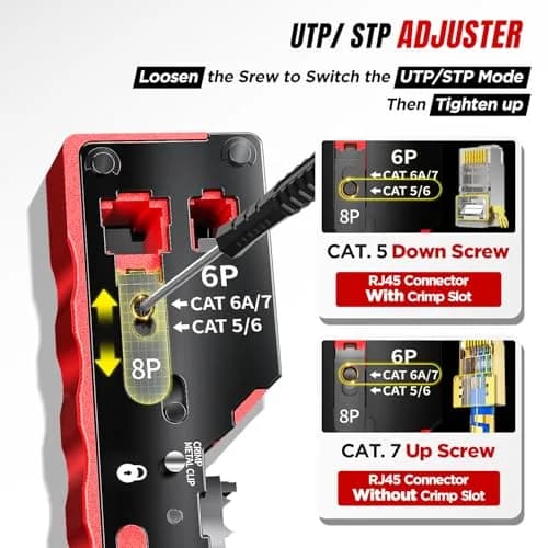 AMPCOM RJ45 Crimper for Cat 5e/6/6a7/8 Pass Through & Standard Network Plug | Heavy-Duty, Dual-Mode, 5000+ Crimps thumbnail 4