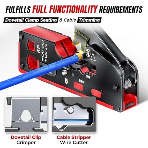 AMPCOM RJ45 Crimper for Cat 5e/6/6a7/8 Pass Through & Standard Network Plug | Heavy-Duty, Dual-Mode, 5000+ Crimps thumbnail 7
