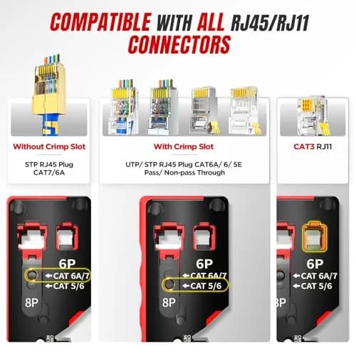 AMPCOM RJ45 Crimper for Cat 5e/6/6a7/8 Pass Through & Standard Network Plug | Heavy-Duty, Dual-Mode, 5000+ Crimps thumbnail 3