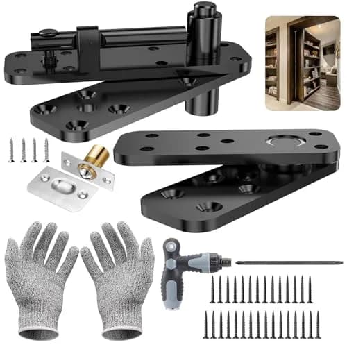 KIMSOFUNNY Hidden Door Hinge Pivot Hinge 570LBS Load-Bearing Black | 360° Invisible Door Hardware thumbnail 1