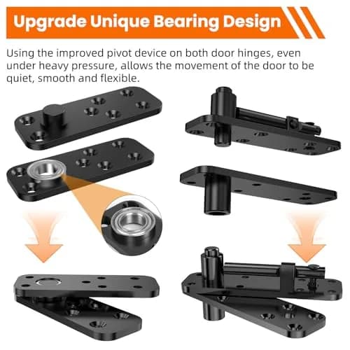 KIMSOFUNNY Hidden Door Hinge Pivot Hinge 570LBS Load-Bearing Black | 360° Invisible Door Hardware thumbnail 4