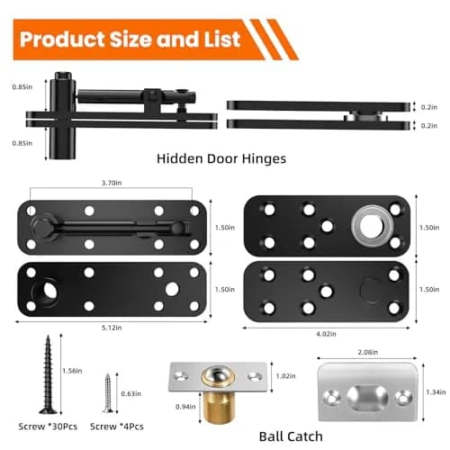 KIMSOFUNNY Hidden Door Hinge Pivot Hinge 570LBS Load-Bearing Black | 360° Invisible Door Hardware thumbnail 3