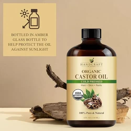 Handcraft Blends Organic Castor Oil 118ml (4 Fl Oz) | USDA Certified Pure Cold-Pressed for Lashes, Brows, Hair & Skin thumbnail 4