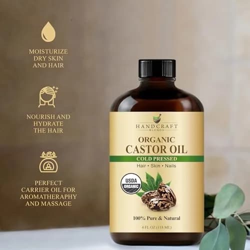 Handcraft Blends Organic Castor Oil 118ml (4 Fl Oz) | USDA Certified Pure Cold-Pressed for Lashes, Brows, Hair & Skin thumbnail 3