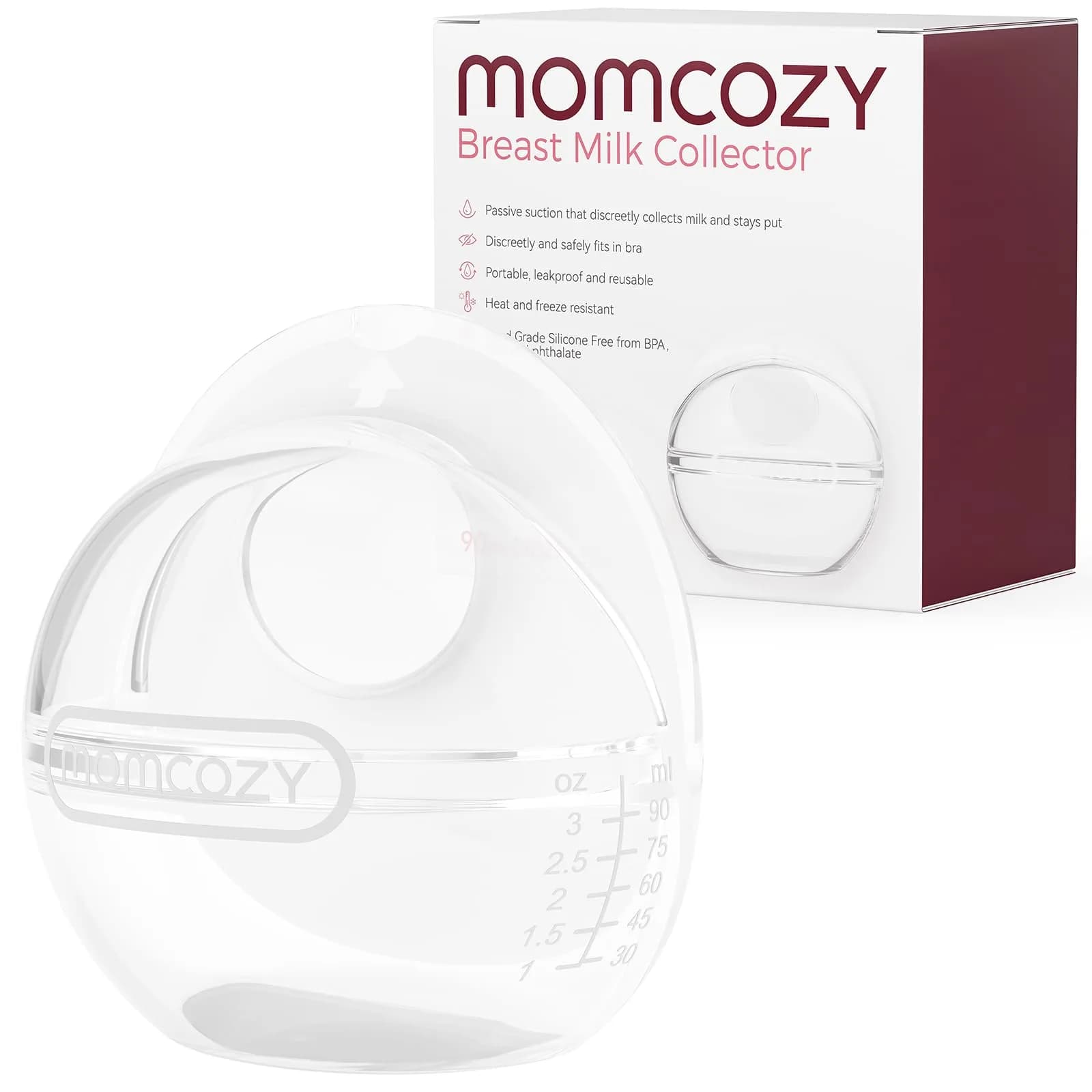 Momcozy Breast Milk Collector 90ml (3oz) | Passive Collection for High Milk Supply - main product image