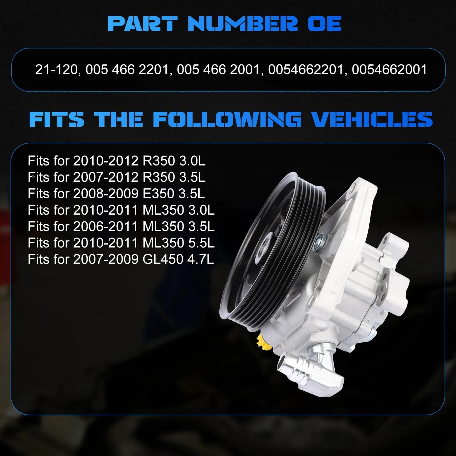 YOMALL Power Steering Pump with Pulley 21-120 | Replaces OE 0054662201 - view 4