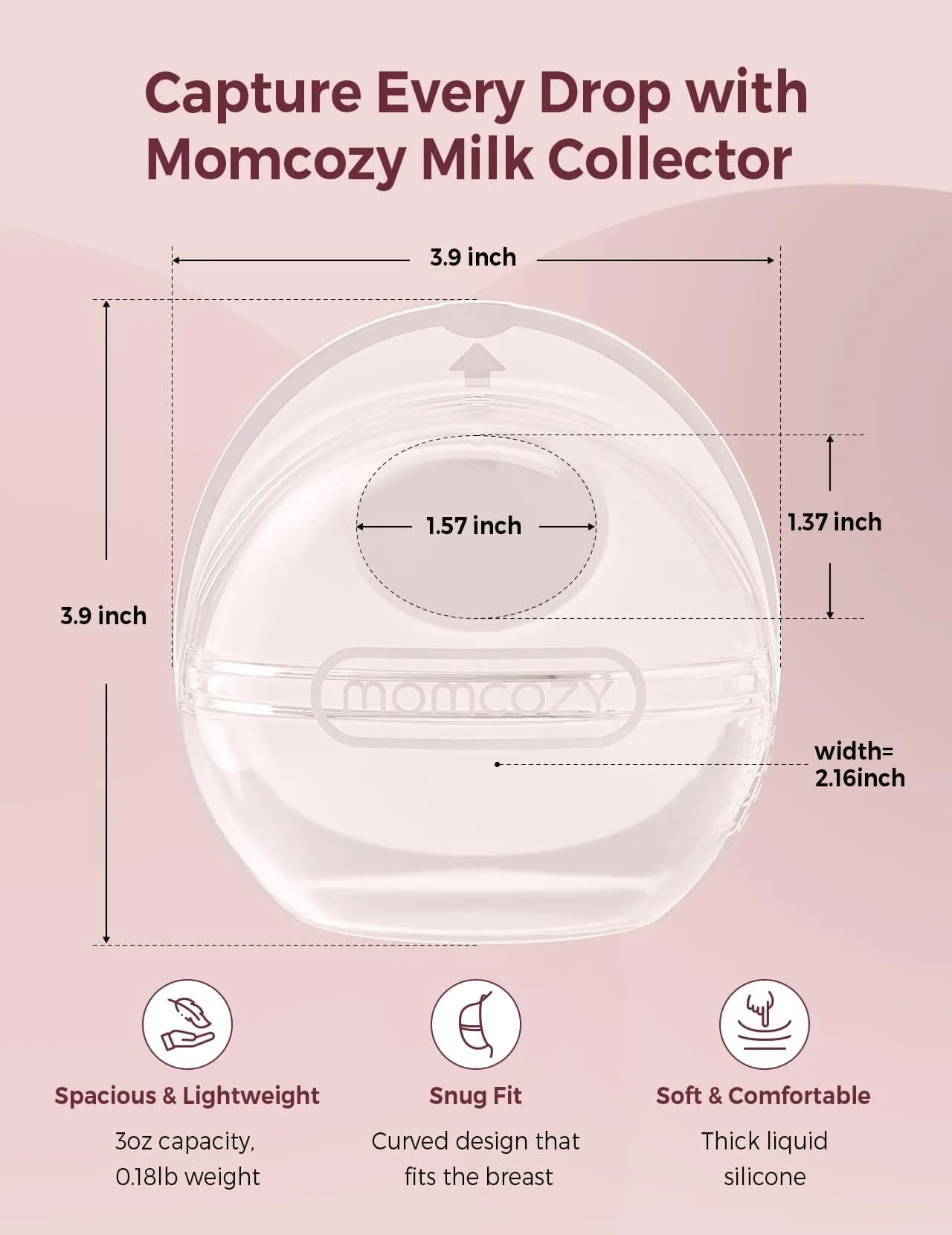 Momcozy Breast Milk Collector 3oz (90ml) 2-Pack | Passive Collection for High Milk Supply - view 3