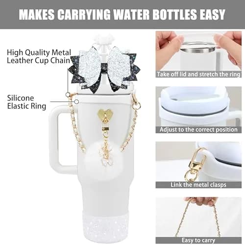SEMATA Bling Bow Tumbler Accessories for Stanley Cup 30 40oz | Personalized, Fashionable & Durable (70-120 chars) thumbnail 2