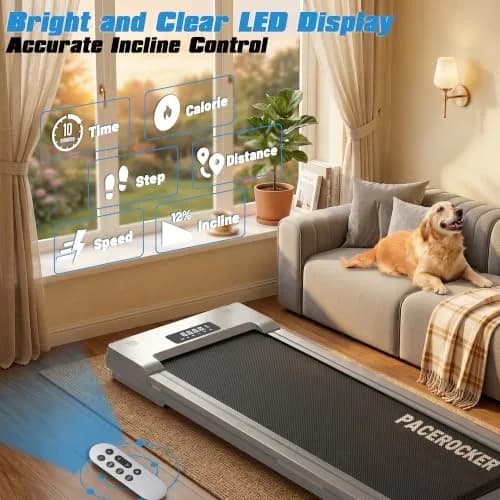 PACEROCKER Walking Pad Treadmill 12% Auto Incline | Compact Under Desk Fitness Equipment thumbnail 7