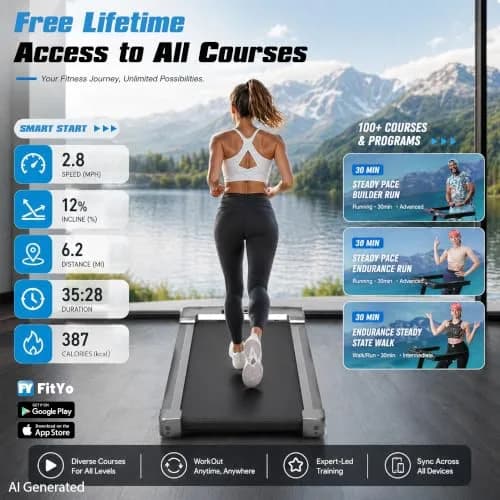 PACEROCKER Walking Pad Treadmill 12% Auto Incline | Compact Under Desk Fitness Equipment thumbnail 3
