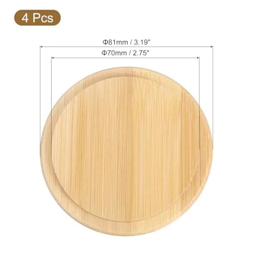 uxcell Bamboo Cup Lid 3.19 Inch | Rustic Wooden Coffee Mug Cover, 4 Pack thumbnail 2