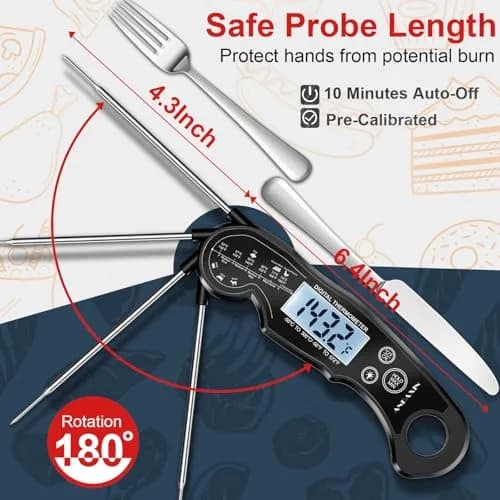 ANDAXIN Meat Thermometer Digital | Fast Instant Read Food Thermometer with Backlight LCD & Calibration (6.3 inches) thumbnail 5