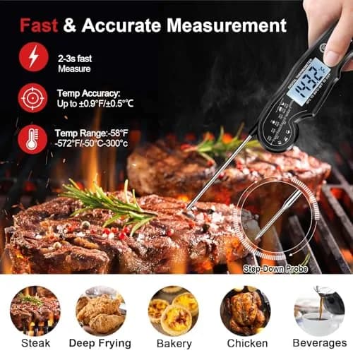 ANDAXIN Meat Thermometer Digital | Fast Instant Read Food Thermometer with Backlight LCD & Calibration (6.3 inches) thumbnail 2