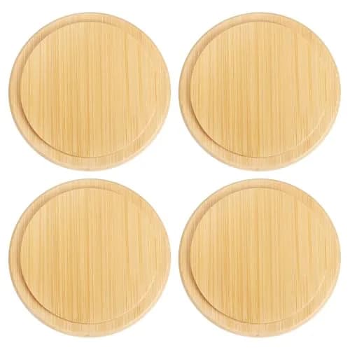 uxcell Bamboo Cup Lid 3.58 Inch | Reusable Wooden Cover for Hot & Cold Drinks thumbnail 1