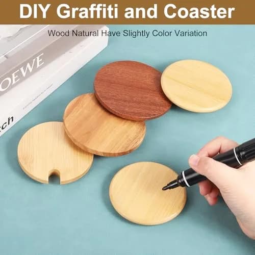uxcell Bamboo Cup Lid 3.58 Inch | Reusable Wooden Cover for Hot & Cold Drinks thumbnail 5