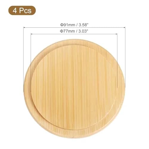 uxcell Bamboo Cup Lid 3.58 Inch | Reusable Wooden Cover for Hot & Cold Drinks thumbnail 2
