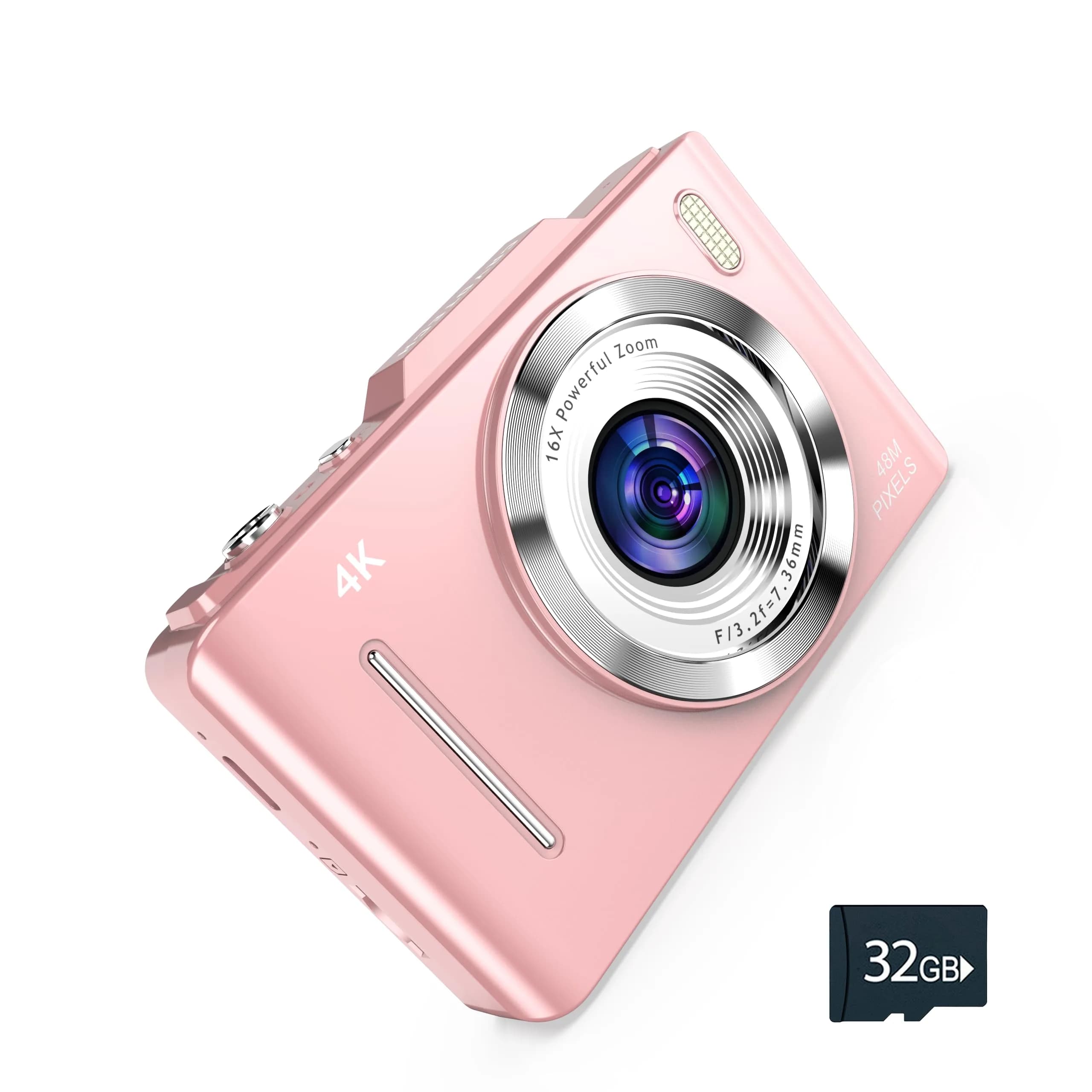 CRYOTECH 4K Digital Camera 48MP Photos 32GB SD Card & Lanyard Included Pink | 4K Video & 16x Zoom — Pink