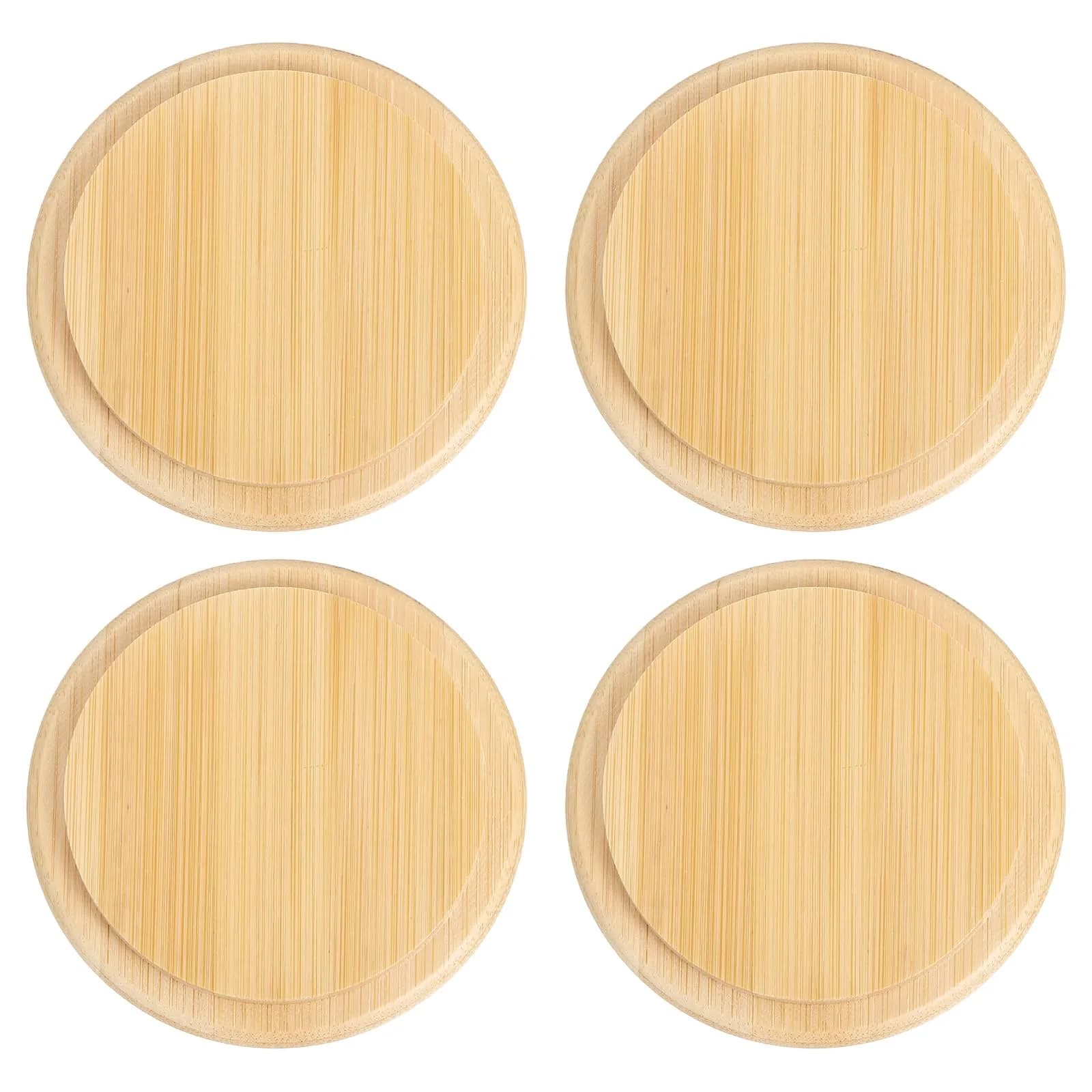 uxcell Bamboo Cup Lid 3.35 Inch | Reusable Wooden Cover for Hot & Cold Drinks — 3.35 Inch